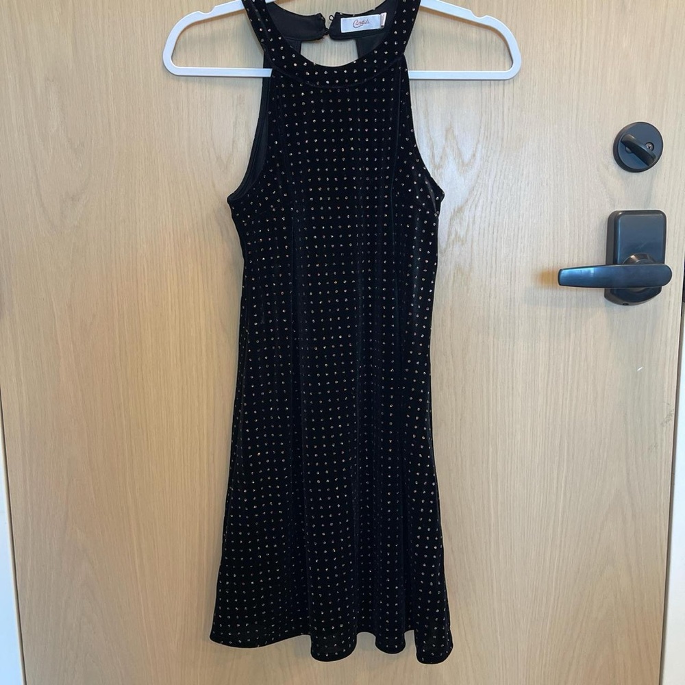 Candie's Black Velvet Dress with Sparkling Details